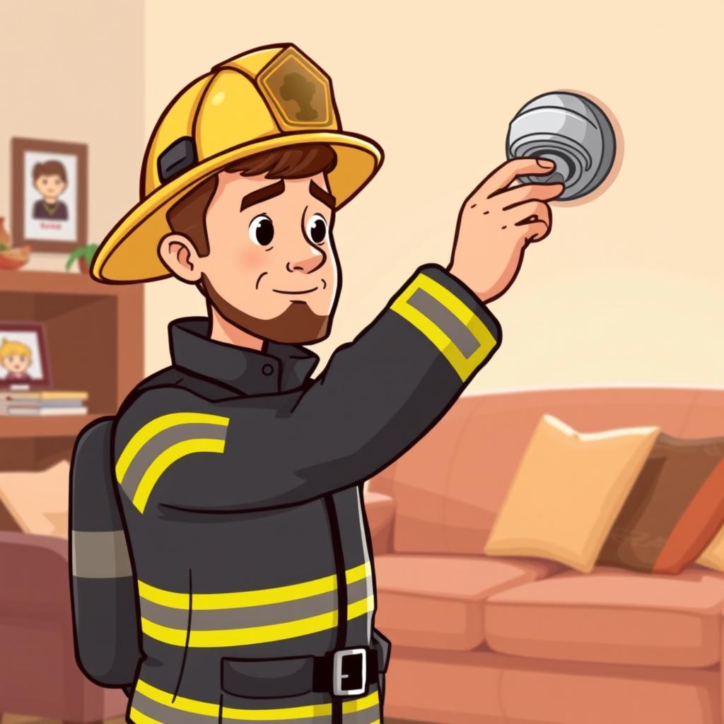 Safety First: Cartoon Firefighter in Action
