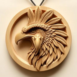 An intricately carved African crowned eagle head design without a crown, crafted specifically for a necklace