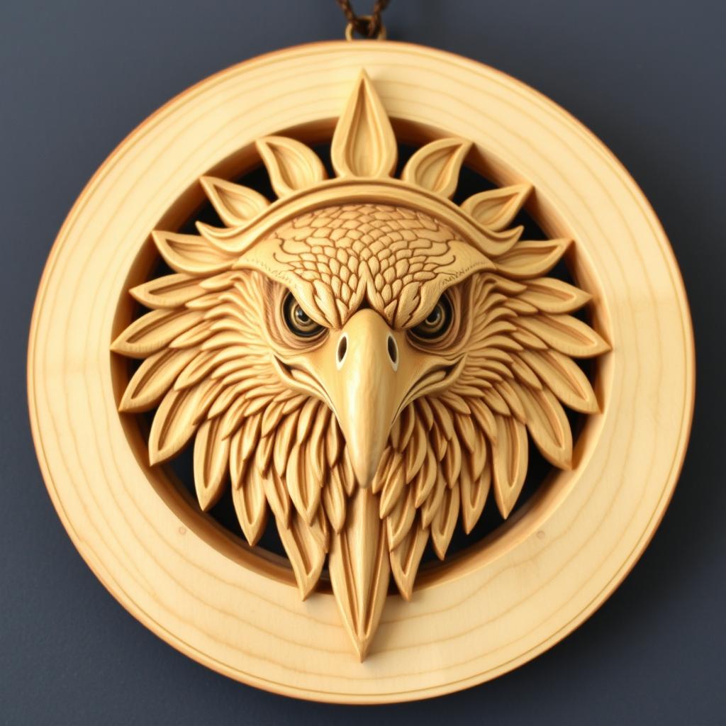 An intricately carved African crowned eagle head design without a crown, crafted specifically for a necklace