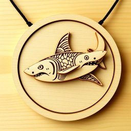 An elaborate and naturalistic carving of a shark for an engraved wooden necklace