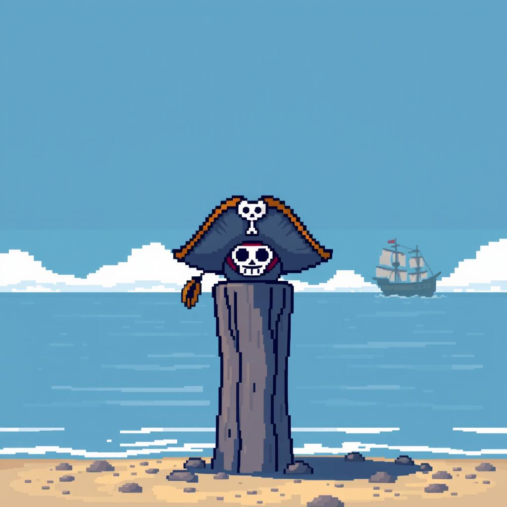 A pixel art trophy crafted in shades of blue, symbolizing the first arc of One Piece