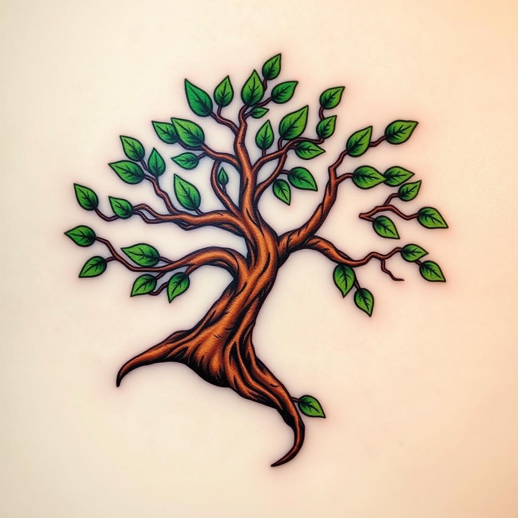 A beautifully designed tattoo featuring a stylized tree that intricately forms the shape of the number 8