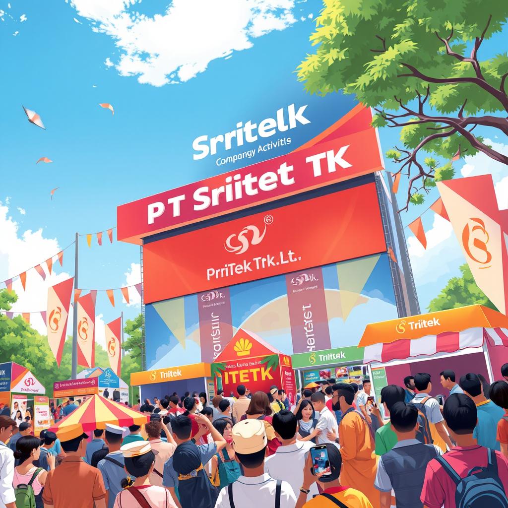 A vibrant and dynamic illustration representing PT Sritek Tbk during a mass event