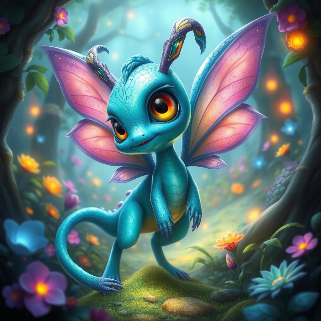 An imaginative and vibrant depiction of Amanuevajire, a fantastical creature characterized by its playful and enchanting demeanor