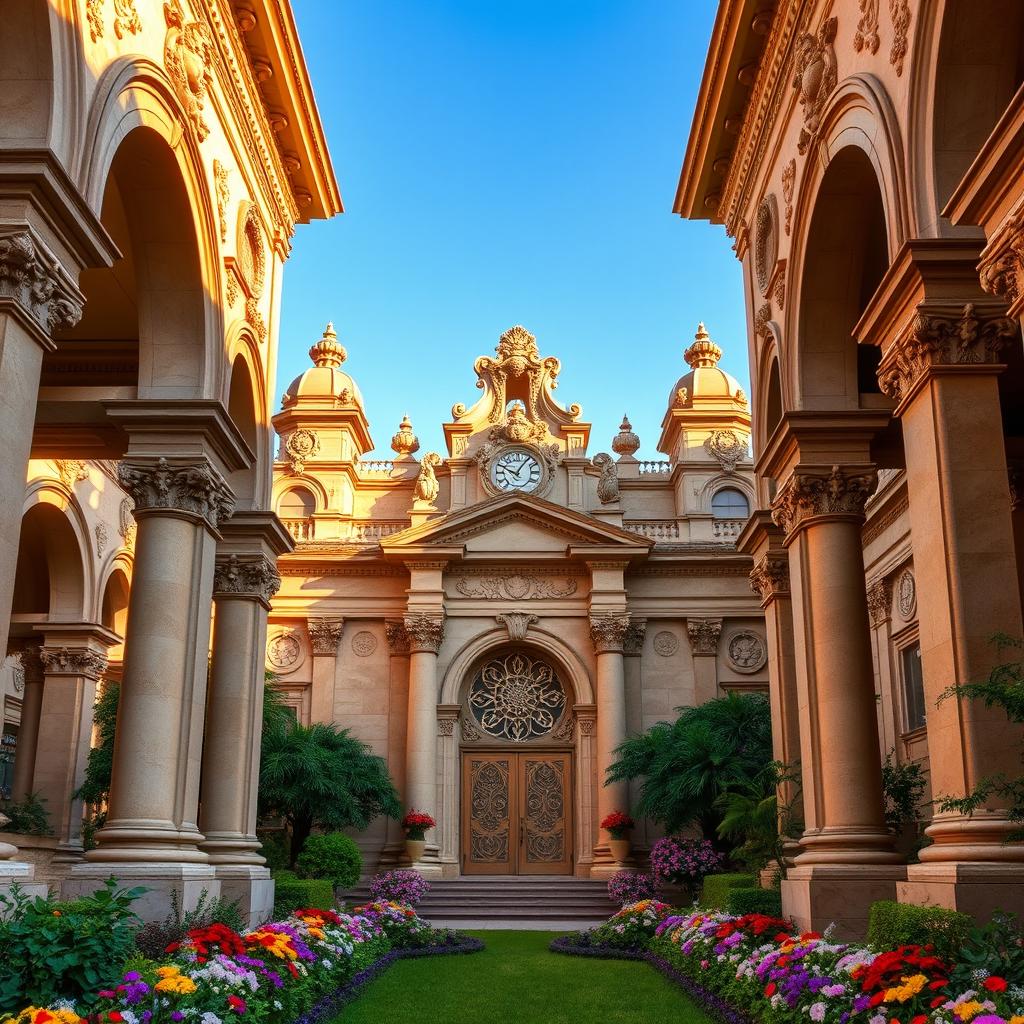 The background of an opulent palace showcasing grand architecture and intricate details