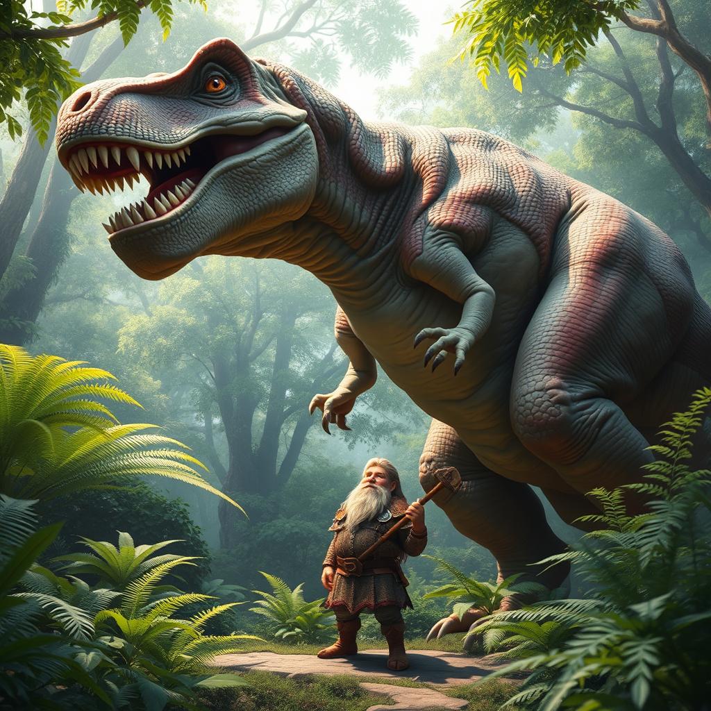 Epic Size Contrast: T-Rex and Dwarf