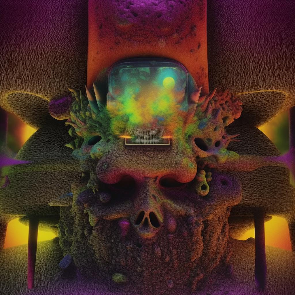 An ultra-detailed album cover for 'Acid Trap' with a lo-fi filter, showcasing psychedelic aesthetics and intricate details.