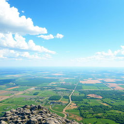 A pixelated sky background designed for a World War II airplane game, featuring a vast distance towards the ground