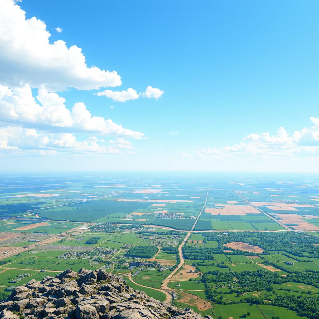 A pixelated sky background designed for a World War II airplane game, featuring a vast distance towards the ground