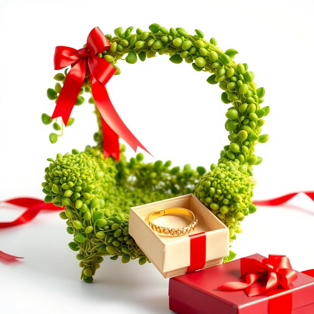 A festive Nowruz scene featuring lush green sprouts artfully arranged to resemble a single armchair
