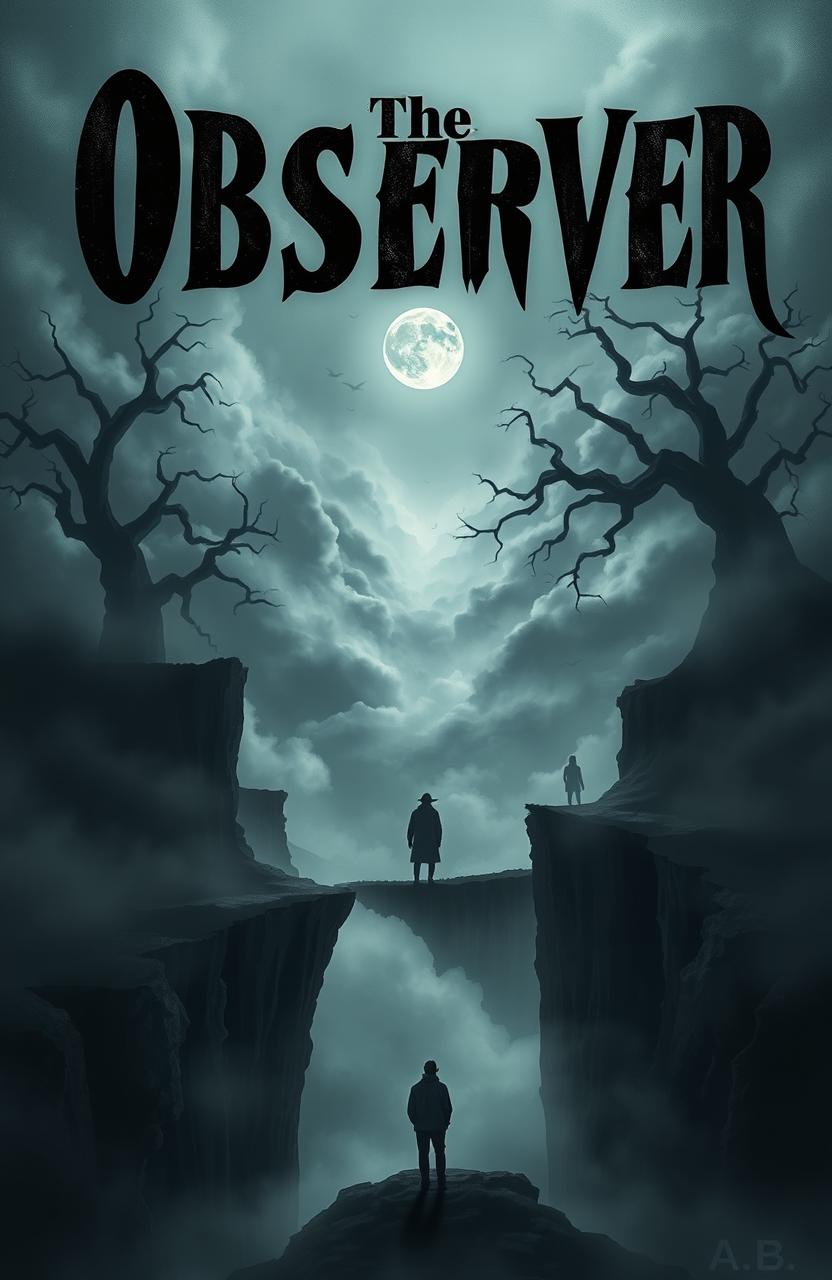 A surreal book cover design for 'The Observer' by A