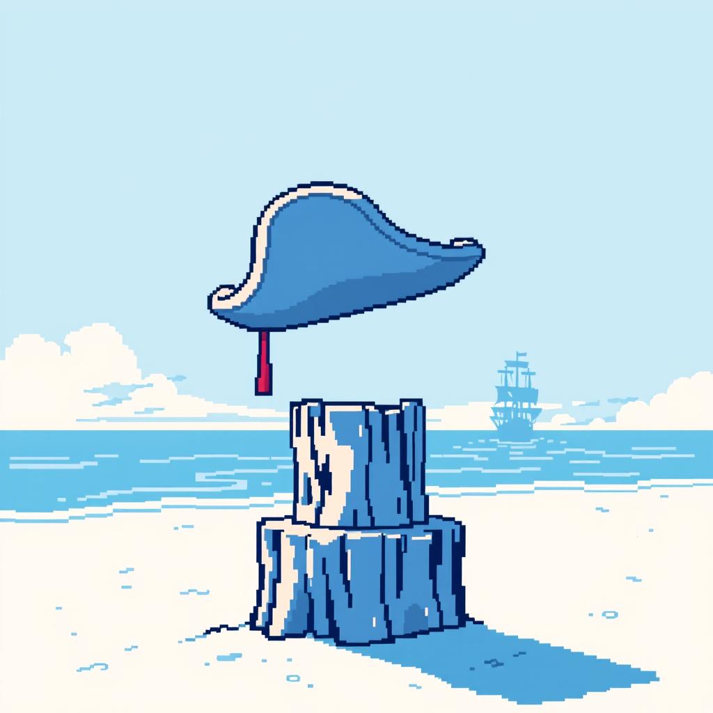 A pixel art trophy designed in blue shades, symbolizing the first arc of One Piece
