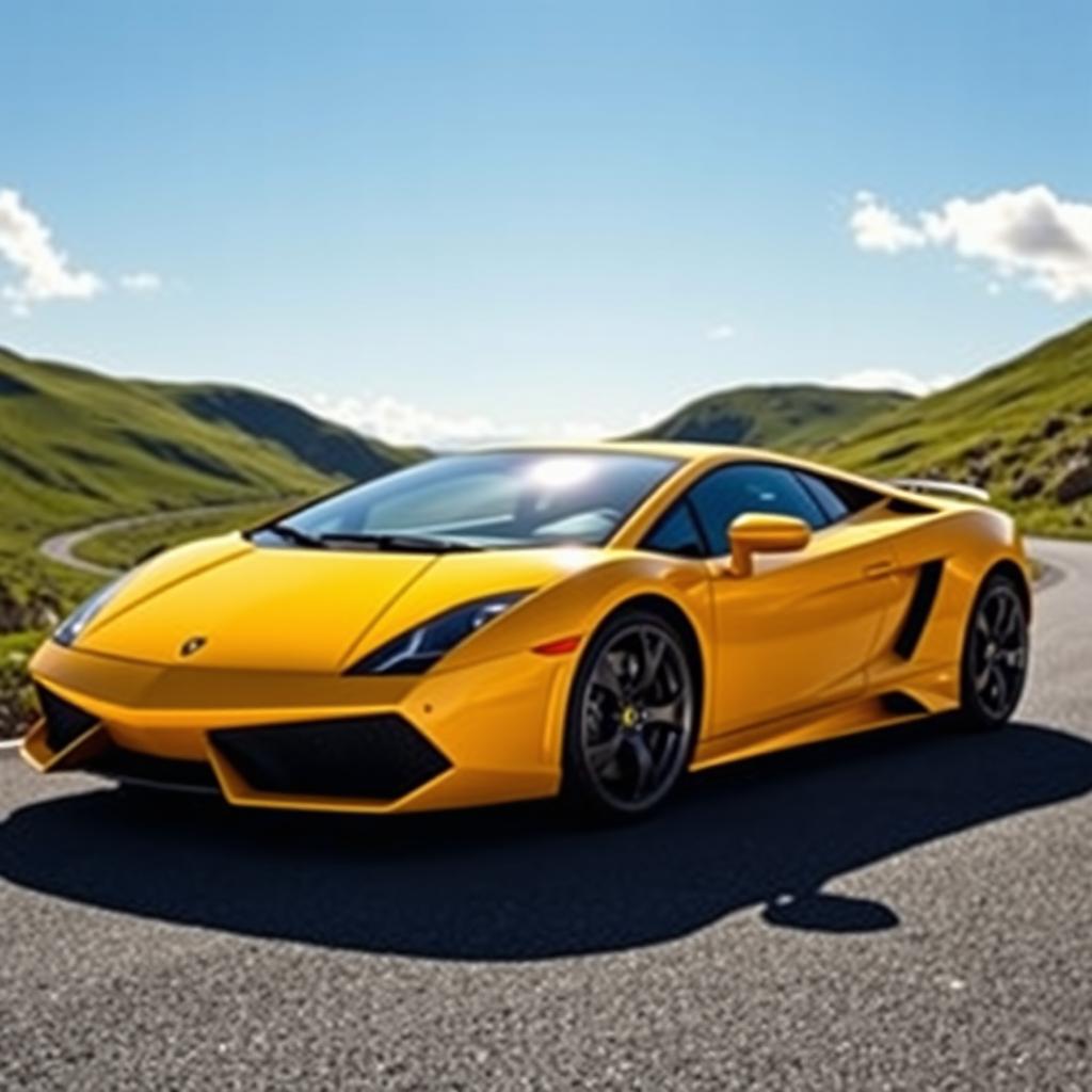 A classic Lamborghini Gallardo in a stunning shade of yellow, showcasing its iconic angular design and aerodynamic silhouette