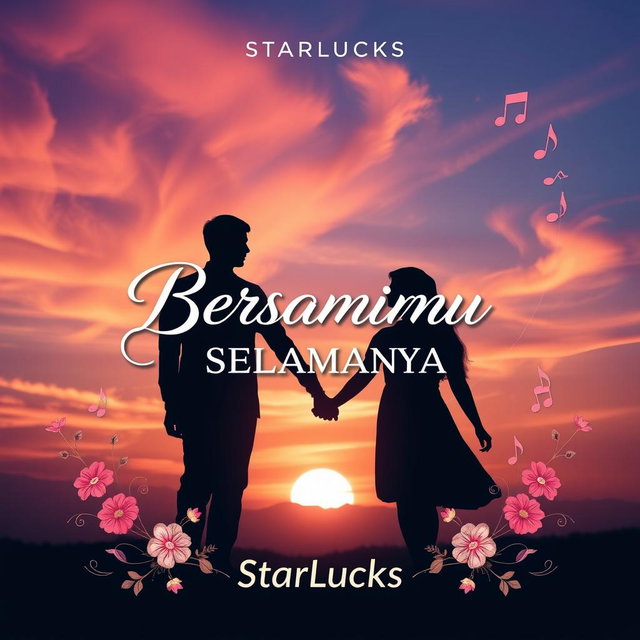 An artistic and vibrant album cover for the song 'BERSAMAMU SELAMANYA' by StarLucks