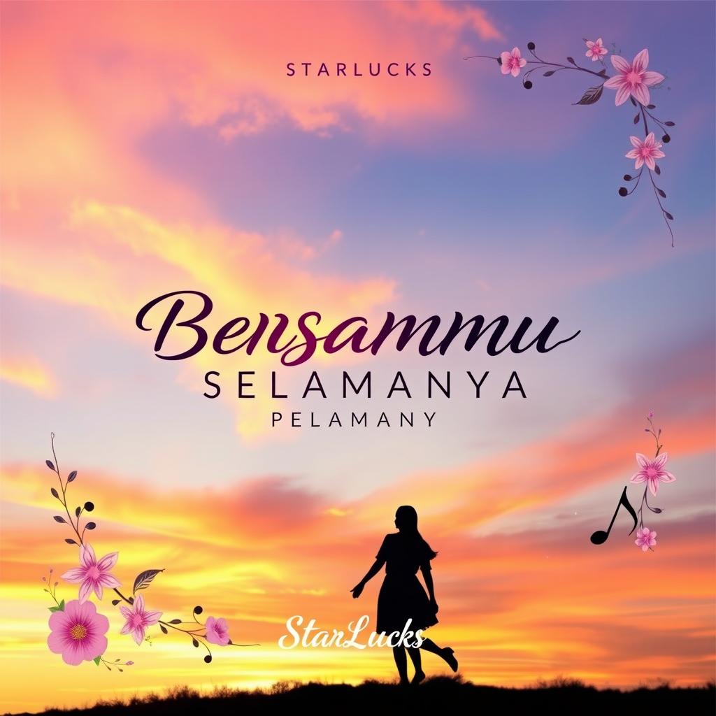 An artistic and vibrant album cover for the song 'BERSAMAMU SELAMANYA' by StarLucks