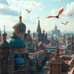 A breathtaking high fantasy city showcasing stunning Russian, St
