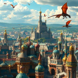 A breathtaking high fantasy city showcasing stunning Russian, St