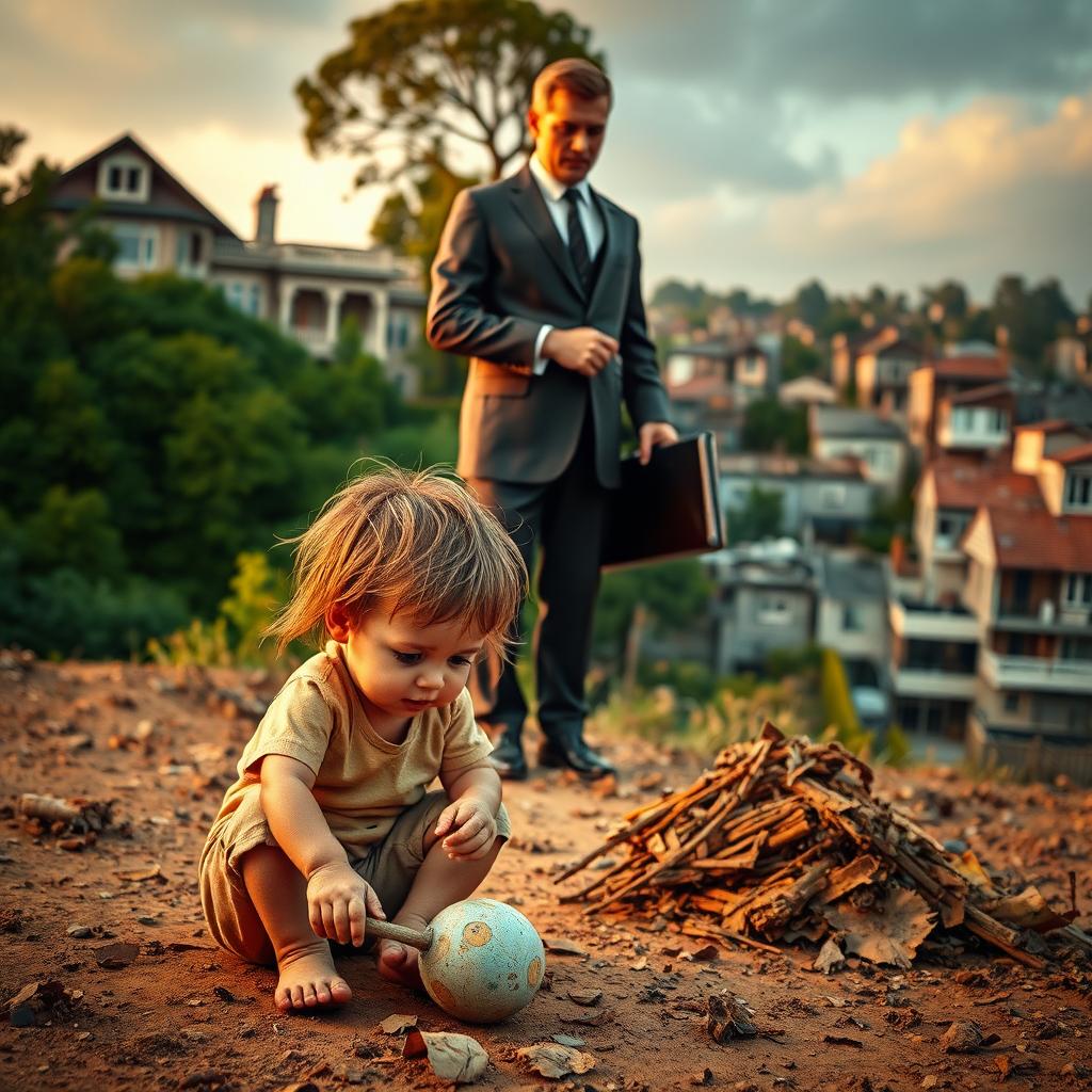 A poignant scene depicting a juxtaposition between wealth and poverty