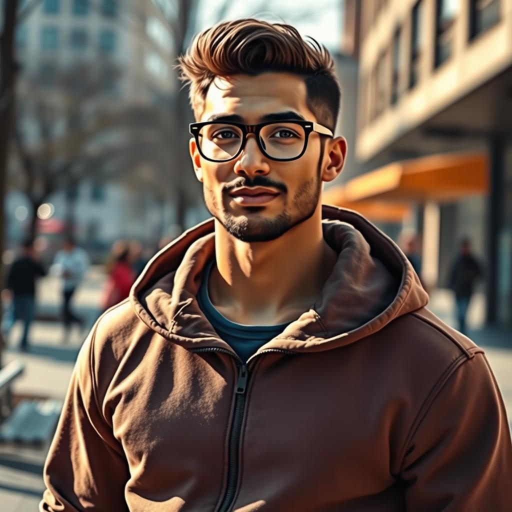 A fictional tall, physically fit man with a moreno complexion