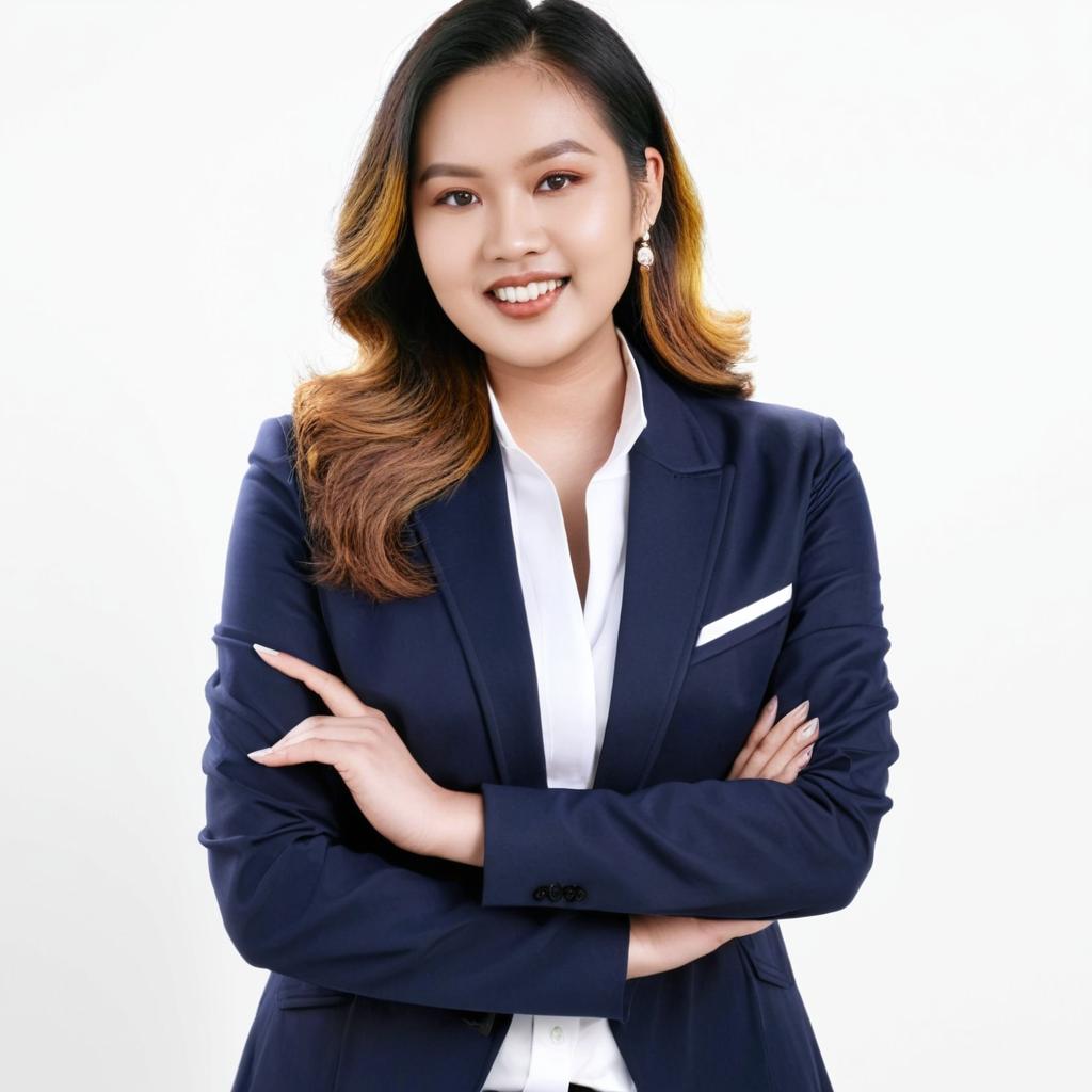 Confident Business Woman in Blue Suit