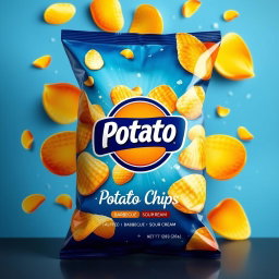 A stunning potato chips bag featuring a vibrant and appetizing design