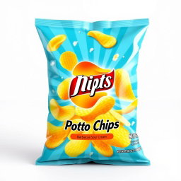 A stunning potato chips bag featuring a vibrant and appetizing design