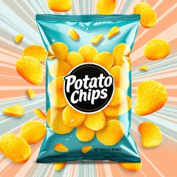 A stunning potato chips bag featuring a vibrant and appetizing design