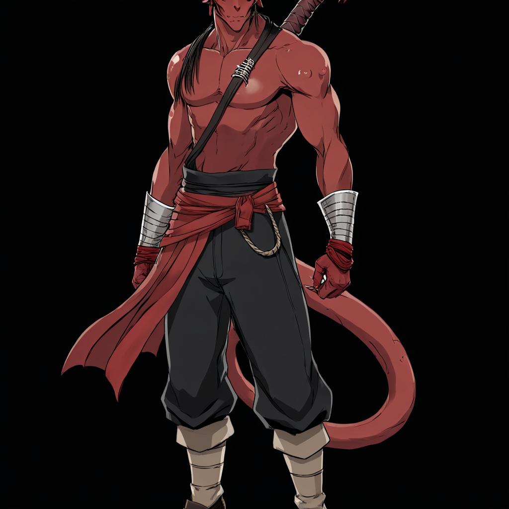 Dynamic Samurai Warrior & Bull Illustration