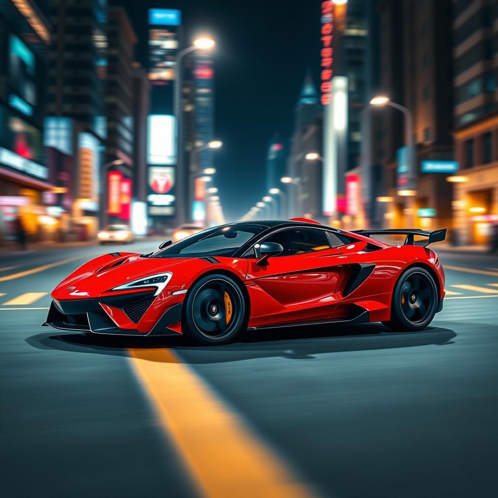 A dynamic and eye-catching profile picture for a TikTok channel featuring a sleek, modern sports car in vibrant colors like red and black
