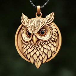 A detailed and intricate design of an Oriental Straited scops owl's head, showcasing its unique characteristics, enclosed within a circular frame