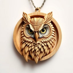 A detailed and intricate design of an Oriental Straited scops owl's head, showcasing its unique characteristics, enclosed within a circular frame