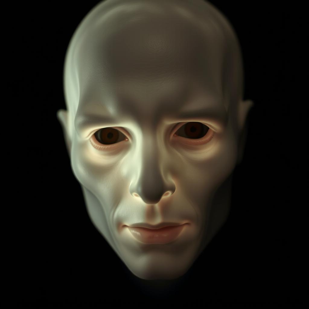An eerie scene depicting a pale face that exudes a spectral presence