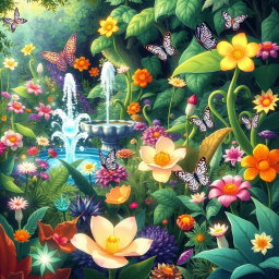 A vibrant and flourishing anime garden filled with an array of unique and strange fantasy plants, each used in magical practices