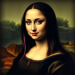 A reinterpretation of the famous Mona Lisa, styled with an emo aesthetic