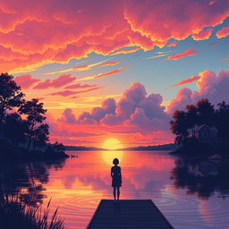 A beautifully illustrated scene that represents the emotions and themes from a heartfelt song