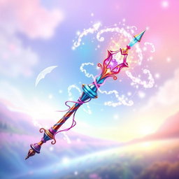 A beautifully crafted wand representing the Selection Wand from Beauxbatons Academy, intricately designed with vibrant colors and magical elements