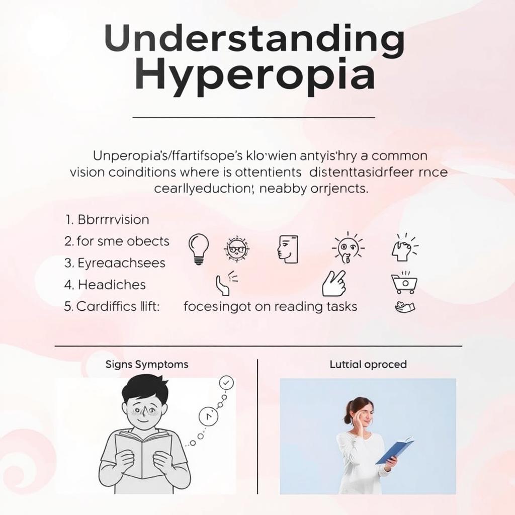 A visually striking educational poster about hyperopia, featuring a prominent title 'Understanding Hyperopia' at the top