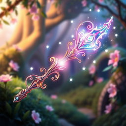 A stunning and colorful depiction of the Selection Wand from Beauxbatons Academy, designed with elegant curves and intricate details