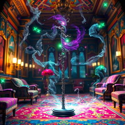 An enchanting depiction of the Beauxbatons Academy Selection Wand placed elegantly in a grand, colorful salon