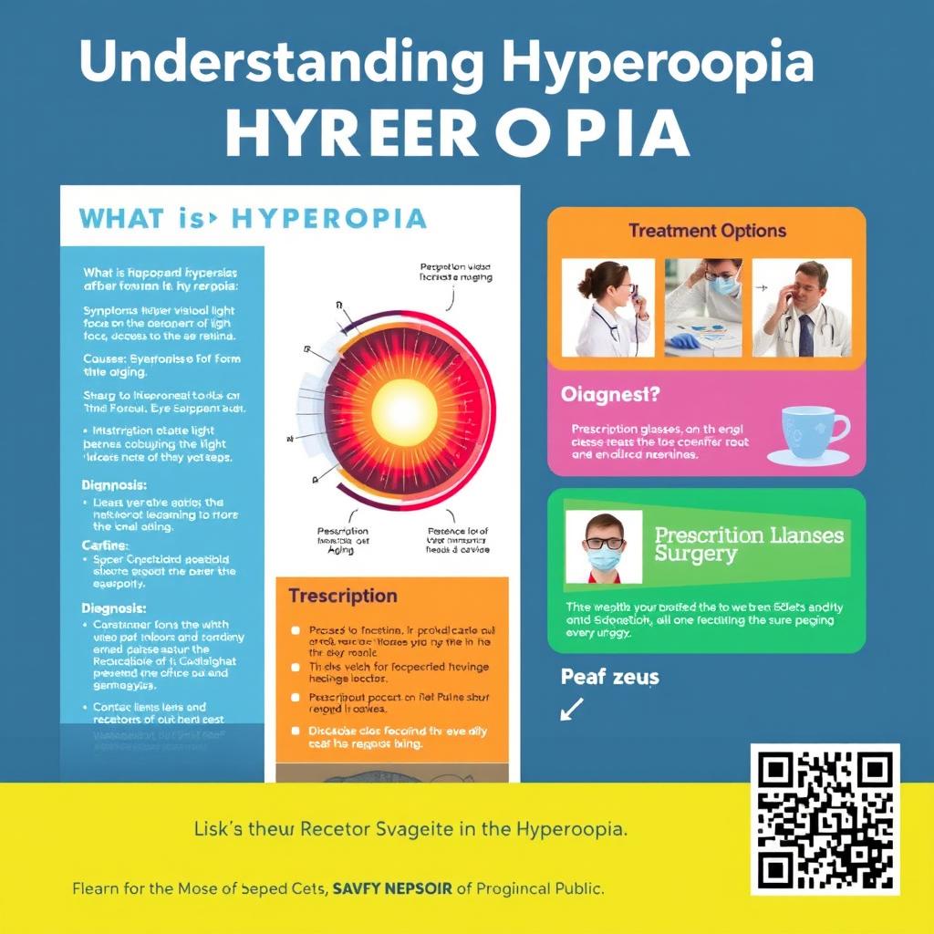A visually engaging medical poster about hyperopia (farsightedness)