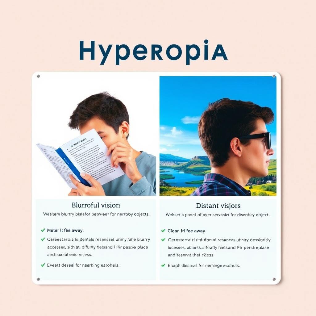 A clear and informative medical poster about hyperopia