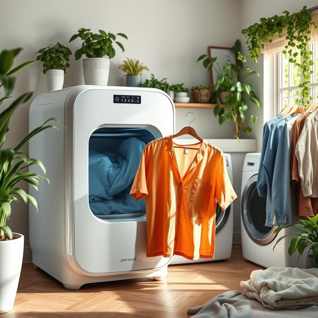 A stylish and innovative home appliance known as an eco-friendly fabric regenerator, designed to restore worn or damaged clothing fibers