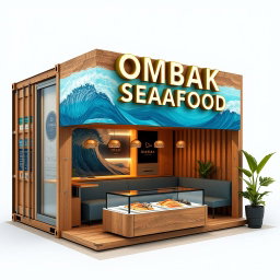 Dive into Elegance: OMBAK SEAFOOD Booth Design