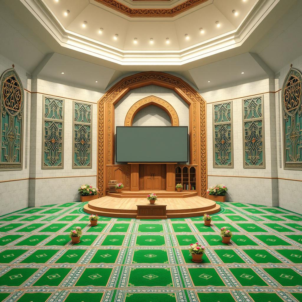 A detailed illustration of the wall opposite an octagonal mosque, 14 meters wide and 7 meters high