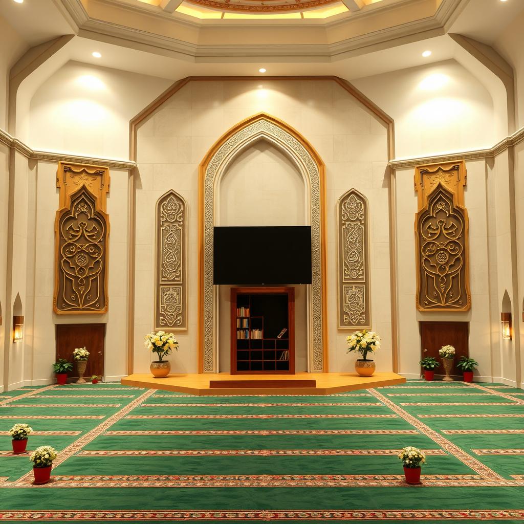 A high-quality image of a wall facing an octagonal mosque, measuring 14 meters wide and 7 meters high