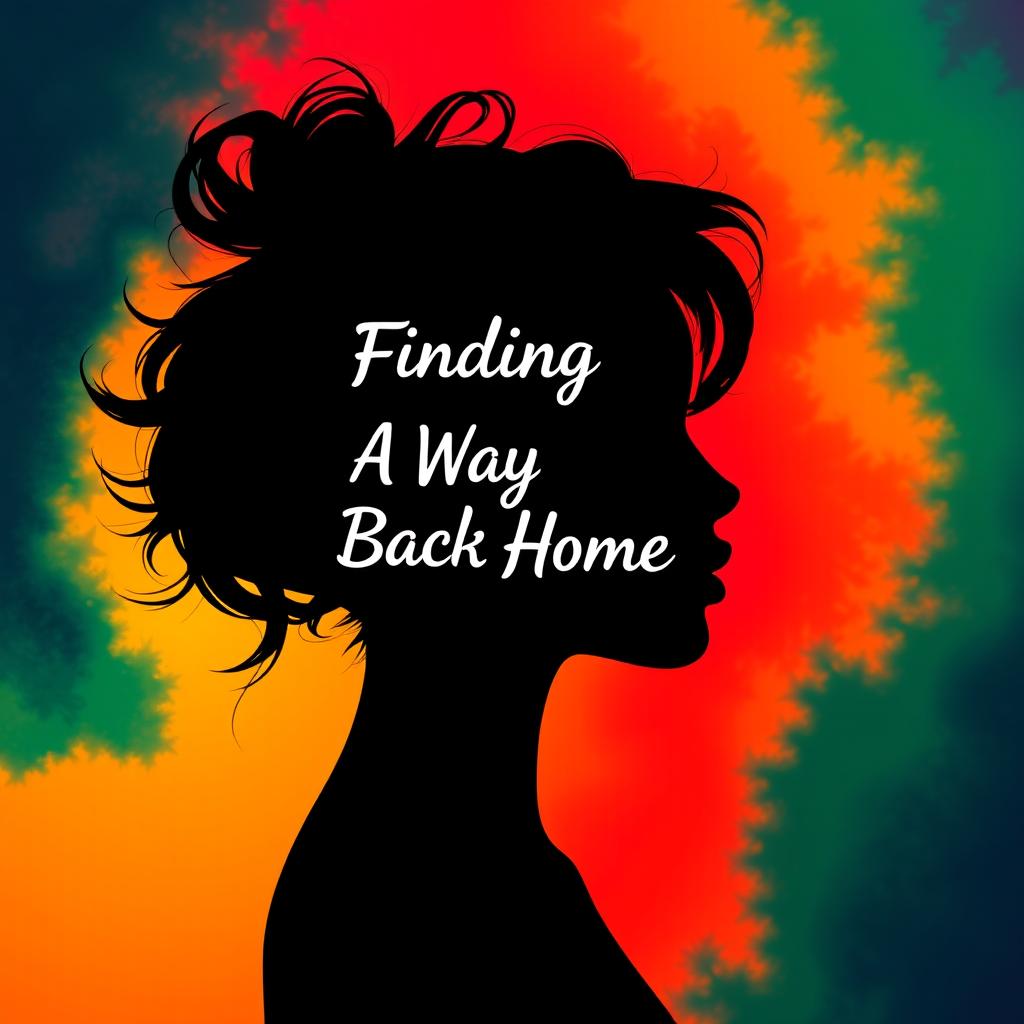 A striking silhouette of a young black woman's profile set against a bold, vibrant background
