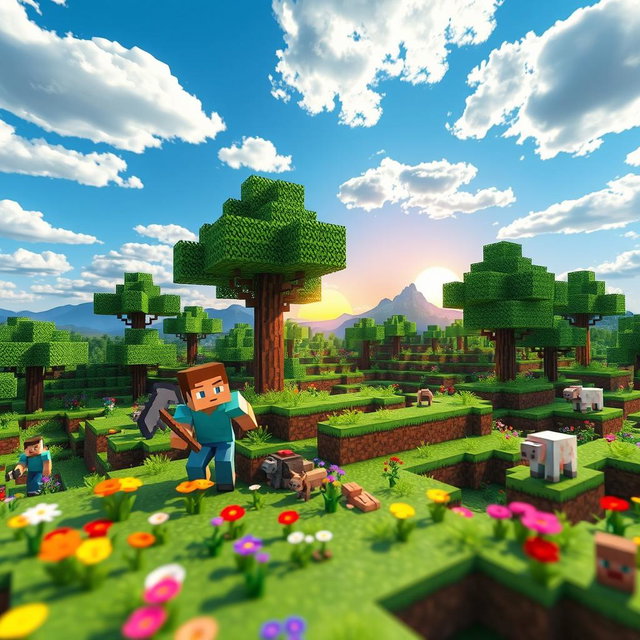 Explore a Vibrant Minecraft Landscape!
