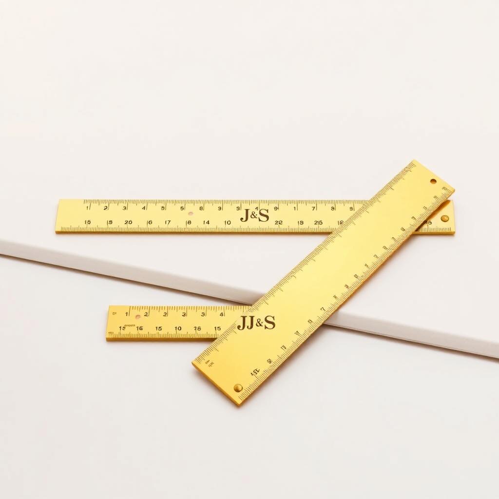 A luxurious two-piece gold ruler set, showcasing a sleek and modern design