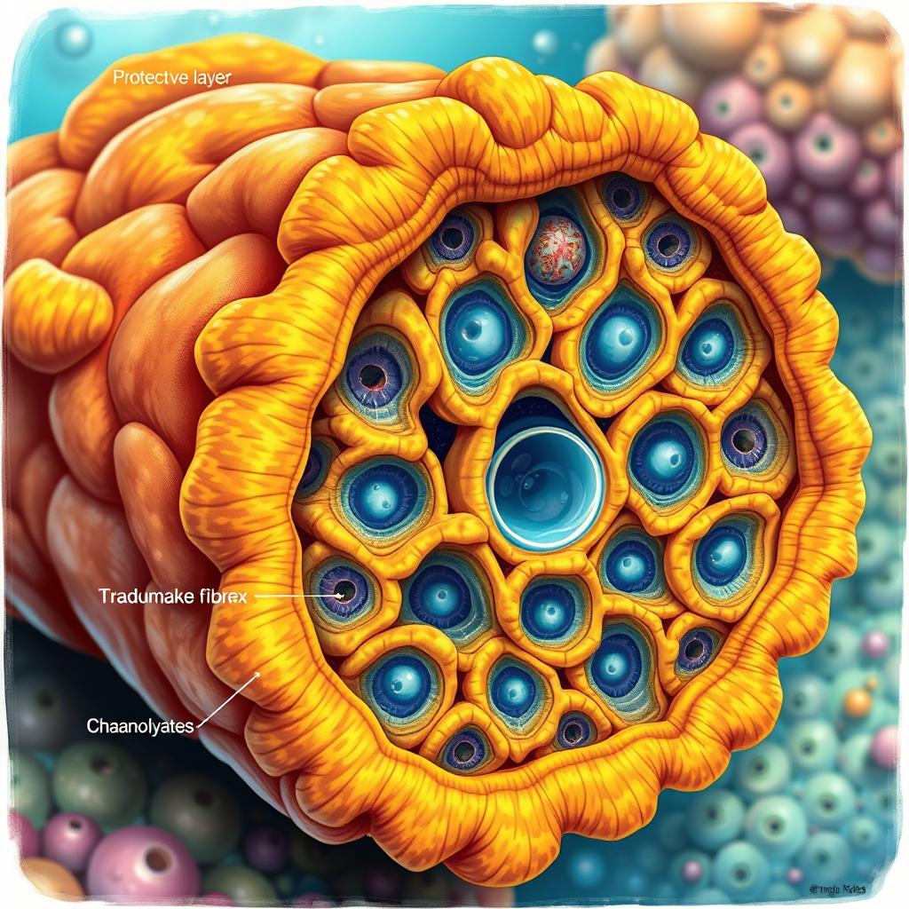Dive into Sponge Biology: Intricate Cell Wall Illustration