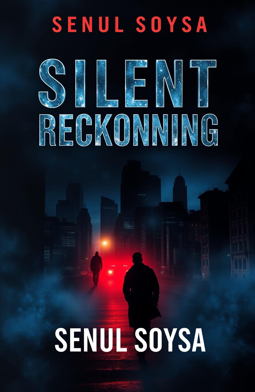 A gripping book cover design for a suspense thriller titled 'Silent Reckoning', authored by Senul Soysa